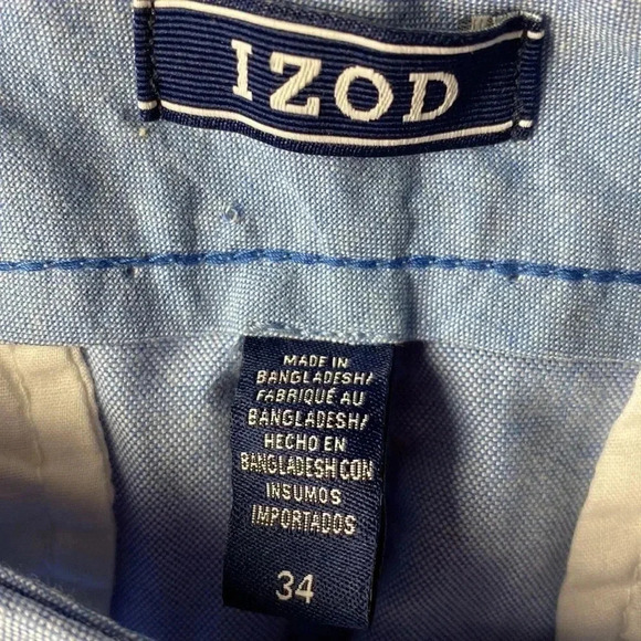 IZOD SPORTFLEX BREEZE OXFORD SHORT MENS SIZE 34” x 9.5” LIGHT BLUE WITH ANCHORS - Picture 8 of 15